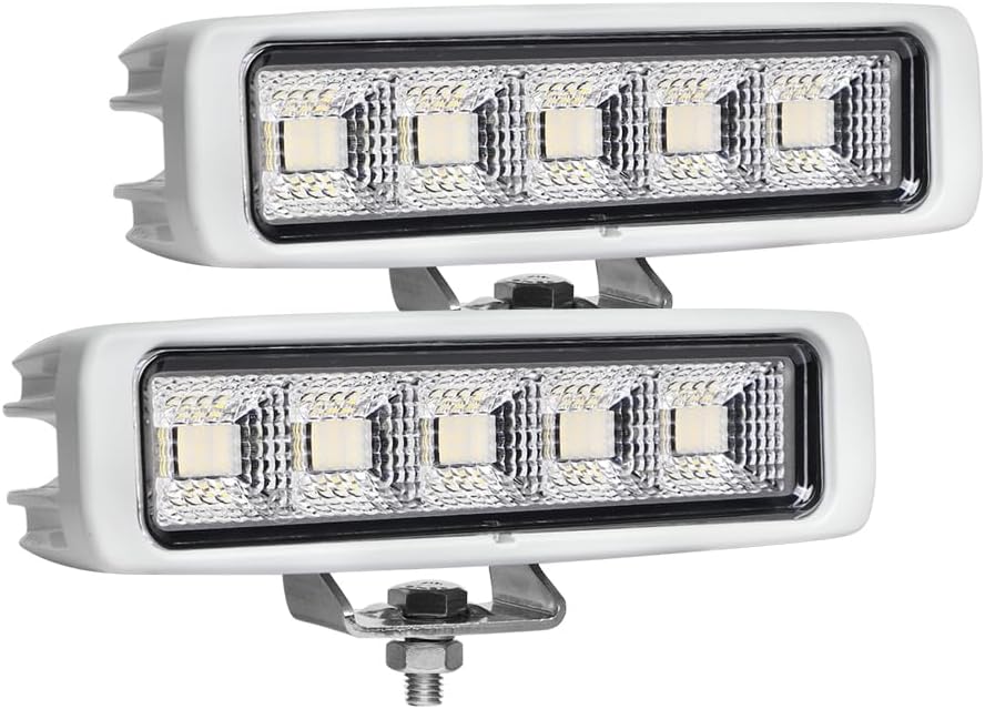 EXZEIT Waterproof Led Boat Lights, 2 pc 72W Deck/Dock Marine Lights 4000LMS 180°Flood Light, 6.3inch, 12/24 V Led Light Bar