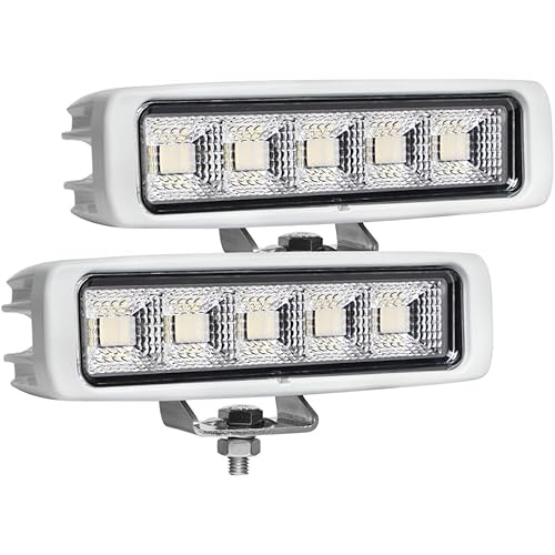 Waterproof Led Boat Lights, 2 pc 72W Deck/Dock Marine Lights 4000LMS 180°Flood Light, 6.3inch, 12/24 V Led Light Bar
