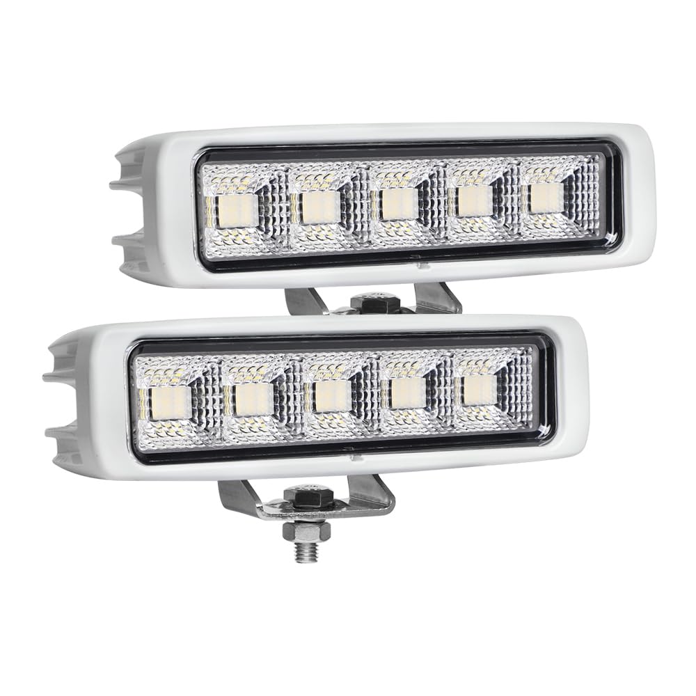 EXZEIT Waterproof Led Boat Lights, 2 pc 72W Deck/Dock Marine Lights 4000LMS 150°Flood Light, 6.3inch, 12/24 V Led Light Bar