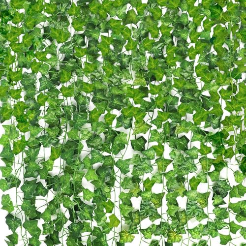 Image of CEWOR 36pcs 236 Feet Artificial Ivy Hanging Plants Fake Vine Leaves for Home Garden Wall Decoration