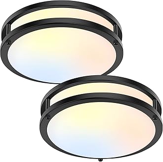 30W Flush Mount Ceiling Lights Black, 10inch LED Ceiling Light Fixtures 3600lm Super Bright, 2700K/3000K/4000K/5000K/6500K Adjustable Ceiling Lights, Dimmable Ceiling Lamps for Kitchen Bedroom, 2Pack