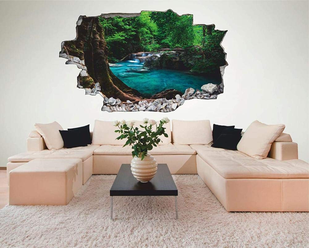 Pegatinas de Pared rotas 3D paisaje calcomanías murales extraíbles decoración de Sala de Arte de Vinilo para Sala de Estar Dormitorio Cocina 80x120cm