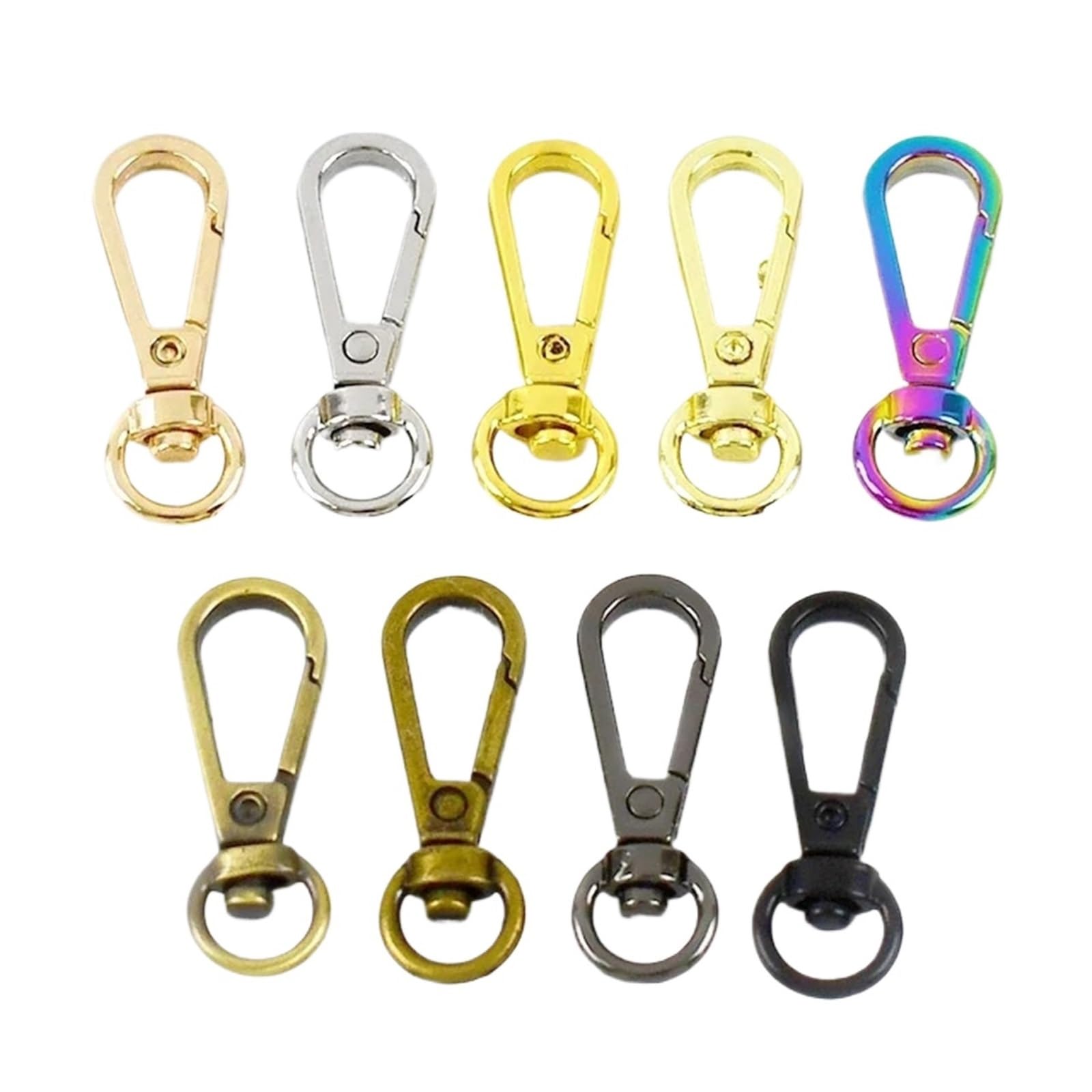 Ganchos De Metal Giratorio 5-30Pcs 8mm Bag Strap Metal Buckle Carabiner Keychain Swivel Lobster Clasp Webbing Belt Snap Hook DIY(Colored,8x38mm-30Pcs)