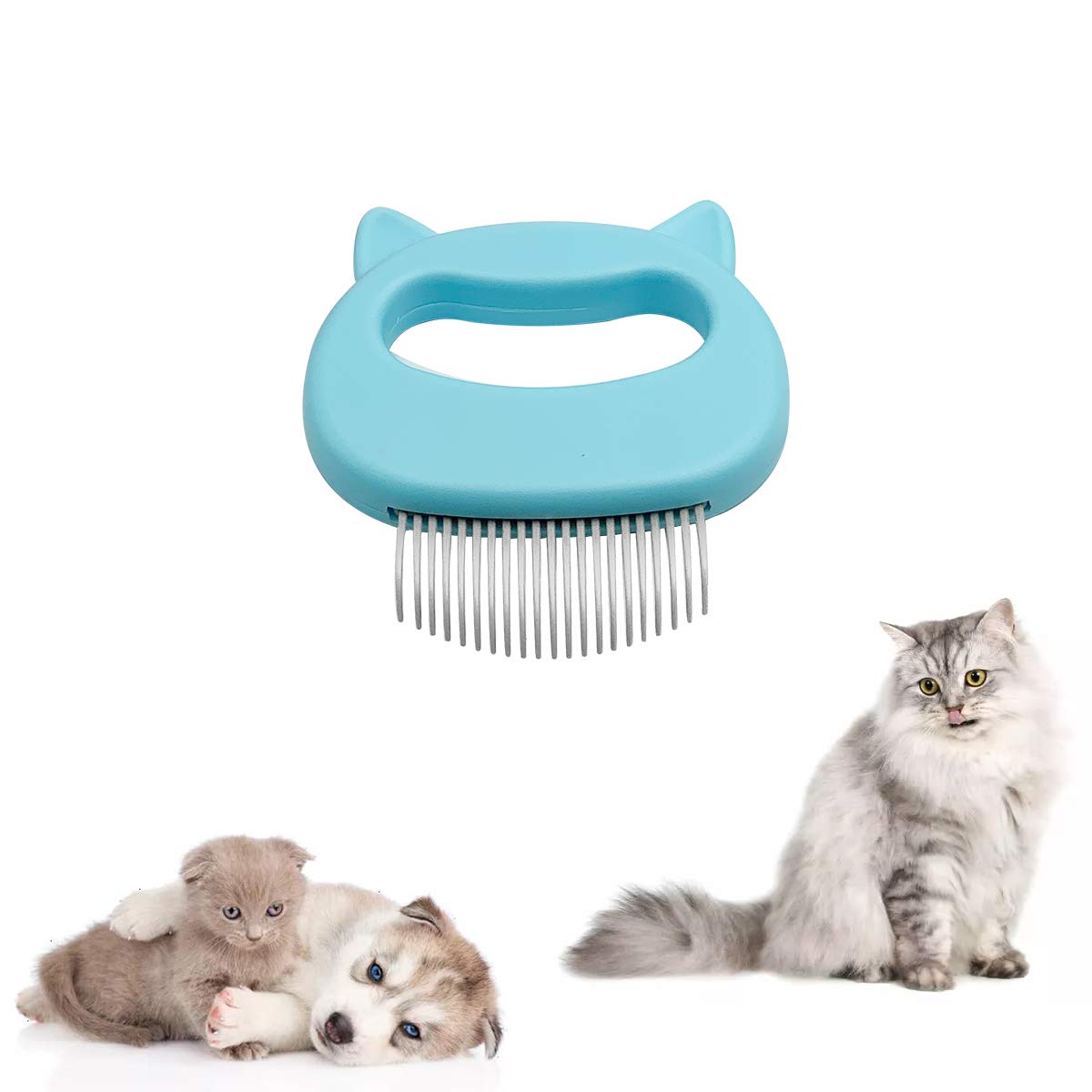 Lucky Direct Cat Comb Pet Cat Dog Brush Hair Removal Massage Brush Pet Soft Massage Cleaning and Grooming Tool Used for Short Hair and Medium Hair Pet Fluff Layer to Comb Tangled(Blue)