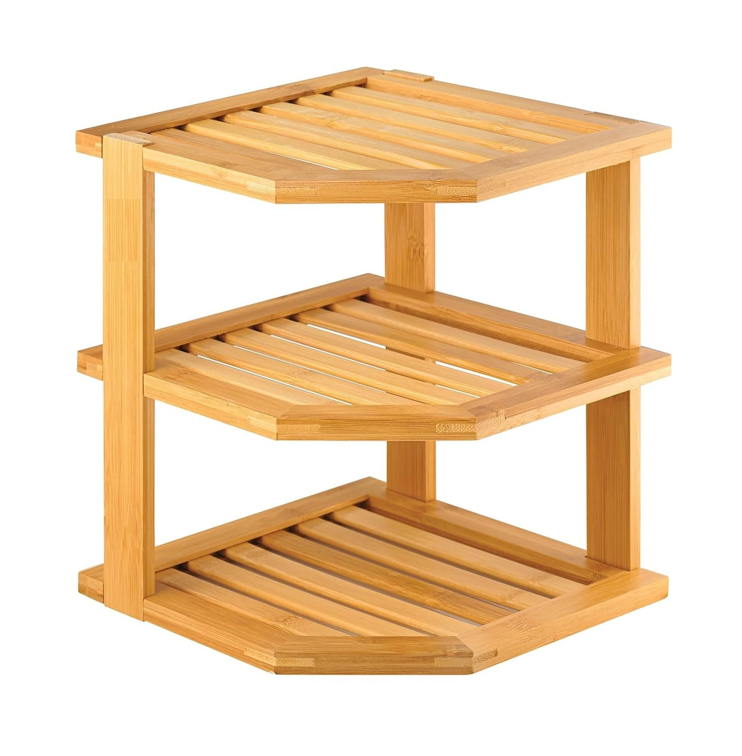 HOMION Plate rack 3 Tier Corner Shelf Unit Cupboard Organizer Shelf Storage Space Saver Unit Tidy Free Standing Bathroom Desktop Space Saving Idea Caravan Camping Multi Tier Plates Organizer