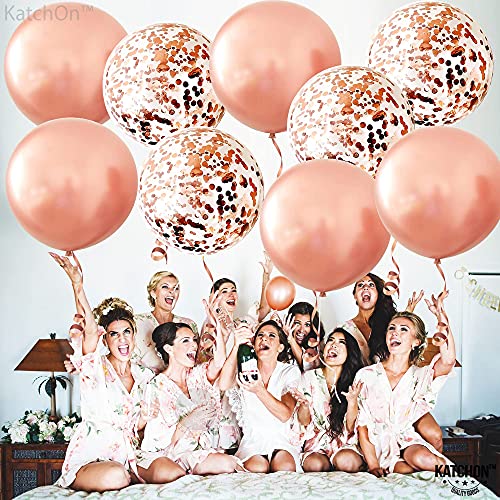 Giant 36 Inch Rose Gold Balloons - Rose Gold Confetti Balloons | XtraLarge Rose Gold Balloon Arch | Rose Gold Metallic Balloon for Birthday, Bridal Shower Bachelorette Rose Gold Party Decorations