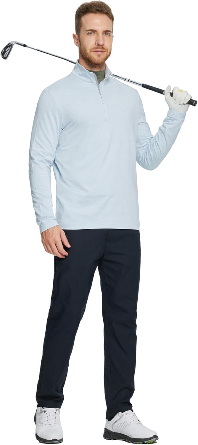 M MAELREG Quarter Zip Pullover Men Dry Fit Brushed Performance Long Sleeve Mock Neck Sports Golf 1/4 Zip Sweatshirts for Men - Image 2