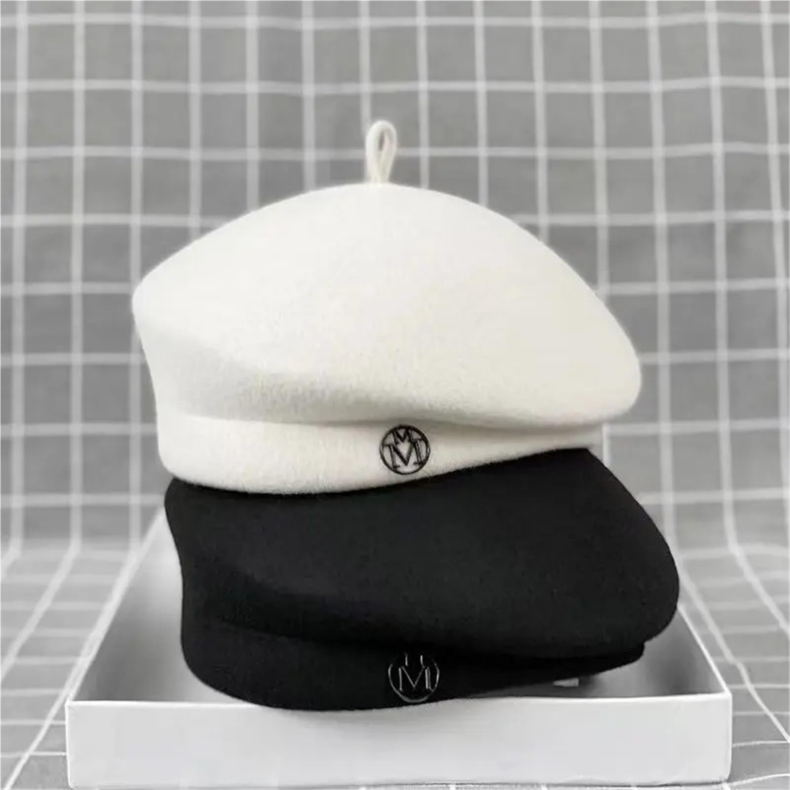 Cappello classico da donna in feltro di lana fantasia cappello più caldo cappello invernale berretto bianco nero donna Fedora cappello Fascinator cappello formale