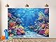 LYWYGG 7x5FT Unterwasserwelt Hintergrund Tiefes Meer Sonnenschein Unterwasser Aquarium Fotografie Geburtstagsfeier Hintergrund Fotografie Studio Fotografie Prop CP-638