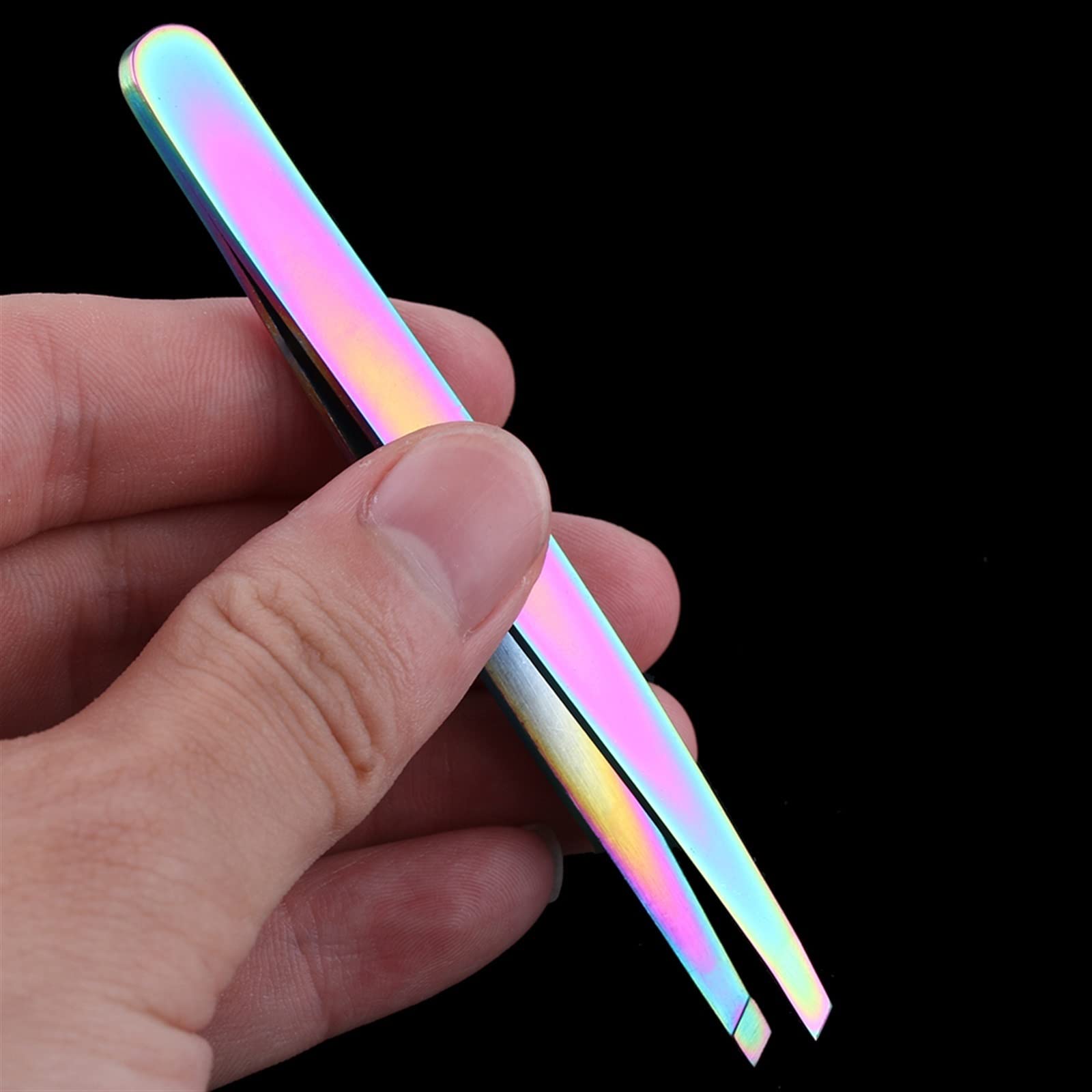 Pinzette in acciaio inox per sopracciglia e ciglia per depilazione, design obliquo, strumento cosmetico per trucco