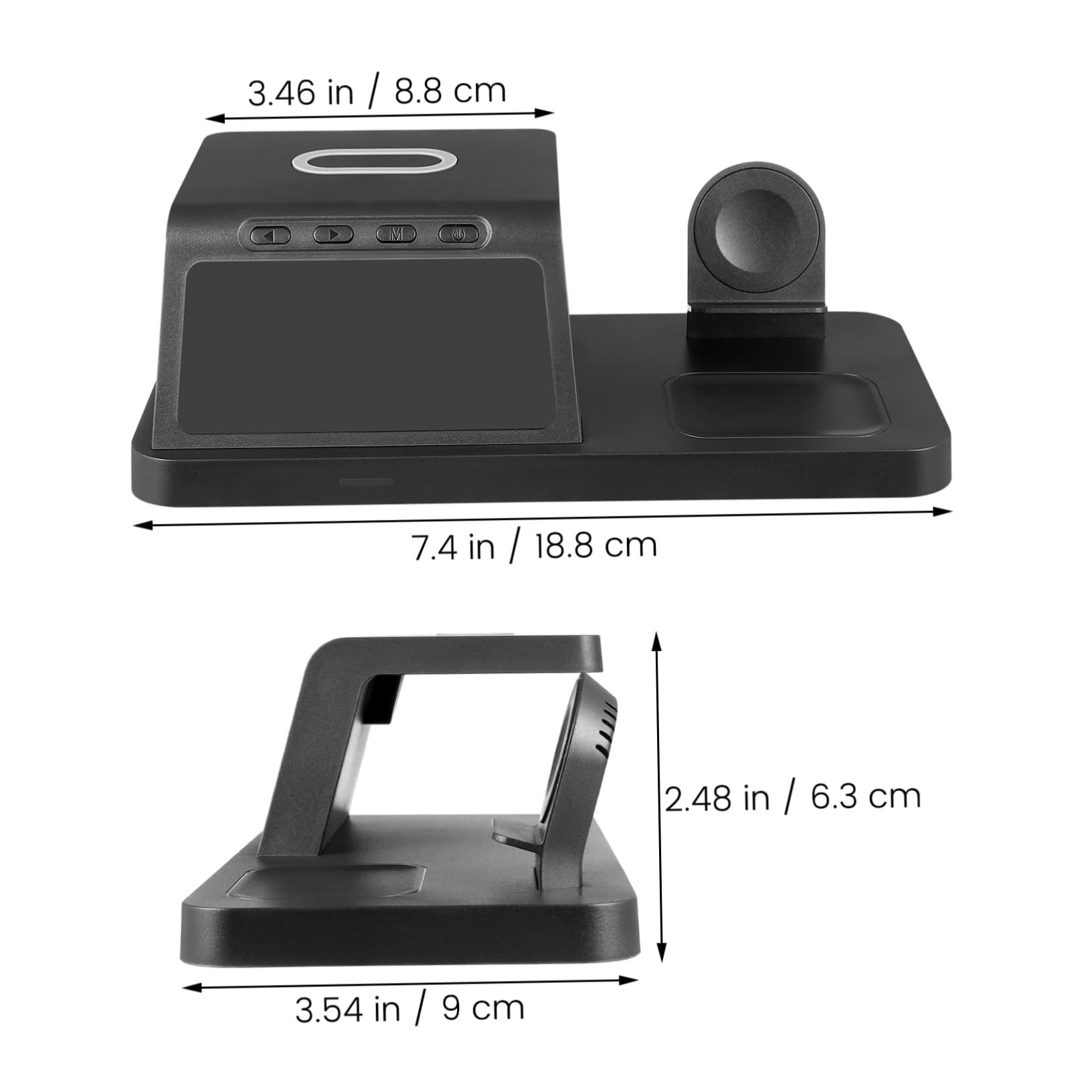 BESPORTBLE Station de Charge sans Fil Compatible avec Apple Watch Plupart des Téléphones et Écouteurs avec Horloge Numérique Intégrée