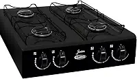 Fogão De Mesa Cooktop Júnior 4 Bocas Preto Compacto Prático E Econômico Portátil A Gás 4 Bocas (Preto)