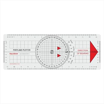 Liquidraw Portland Course Plotter with Marine Protractor | Clear Acrylic Navigation Tool for Marine Chart Plotting | Bold Markings
