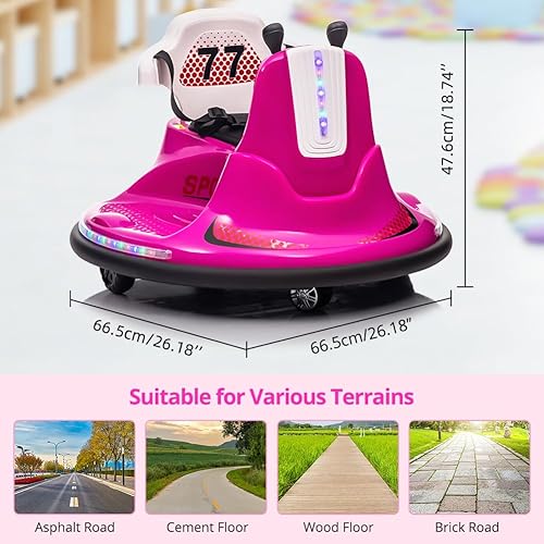 Miniatura 3 de Auto de parachoques eléctrico para niños, con control remoto, cinturón de seguridad, música, luces intermitentes, giro de 360 grados, 2 modos de