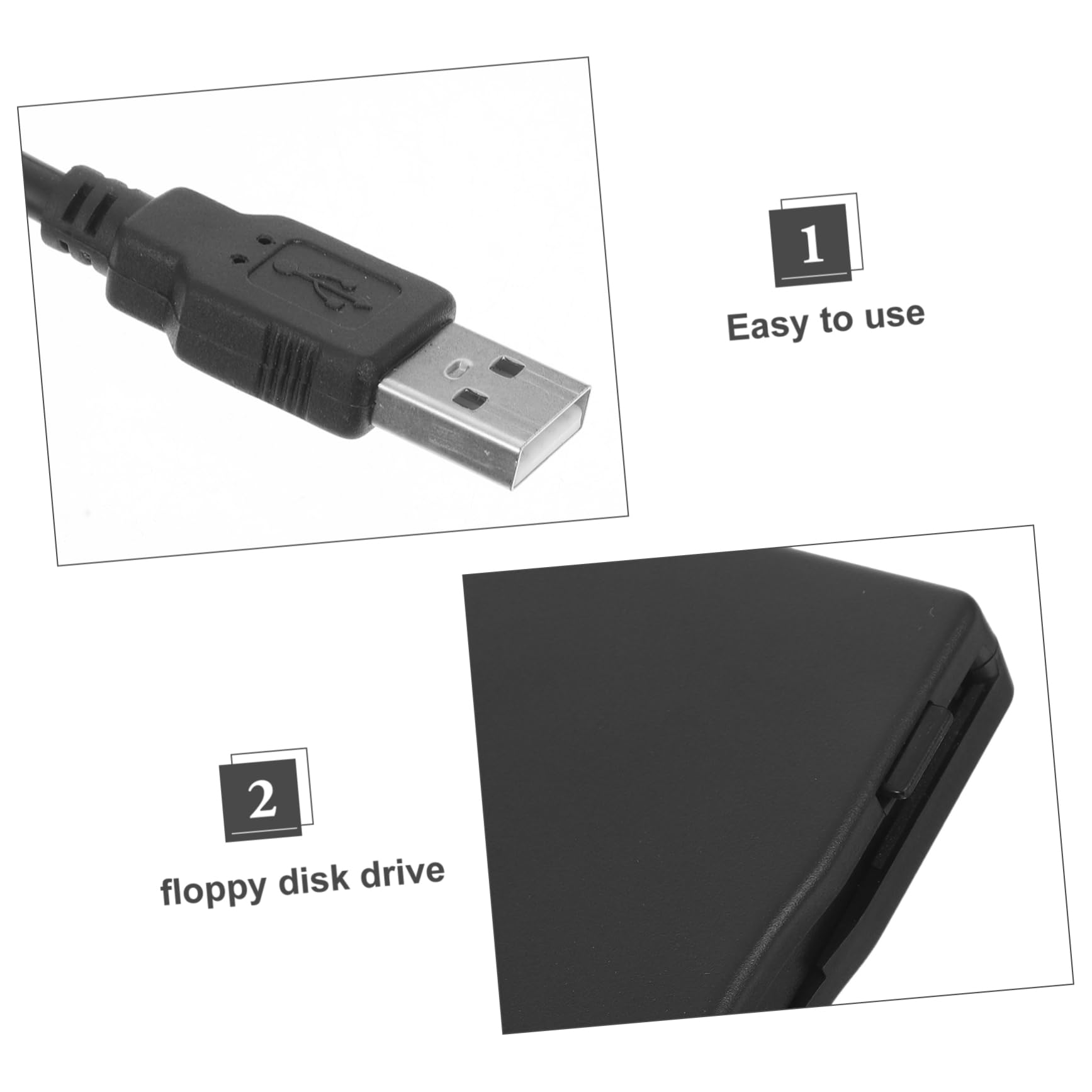 Housoutil Unidad de Disquete Externa USB Negra de Abs con Interfaz USB 2.0 de Alta Velocidad, Lector de Disquetes Plug and Play para Portátil y Ordenador de Escritorio