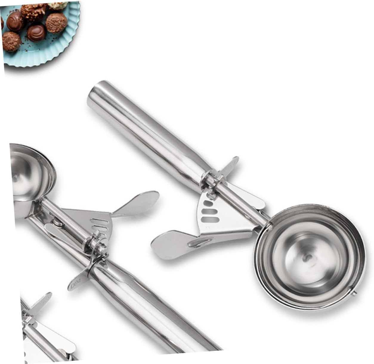 Zerodeko 2sets Stainless Steel Ice Cream Scoop with Trigger Melon Baller Cookie Spoon for Cupcake Meatball Muffin Large Medium Small Sizes 3pcs*2