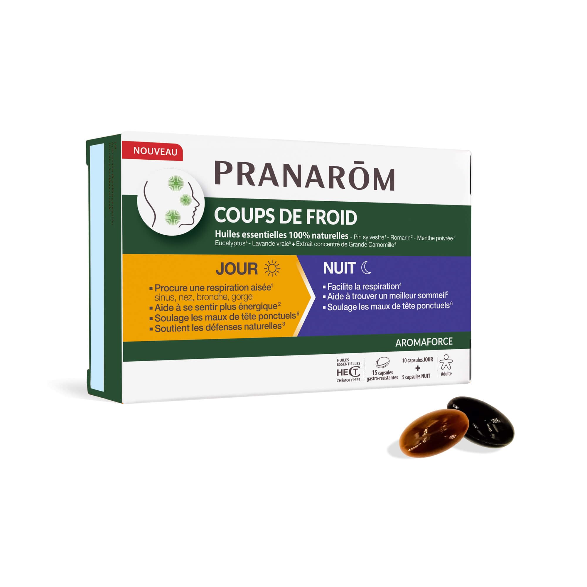 Pranarôm - Aromaforce Coups de froid, Jour/​Nuit, 15 capsules