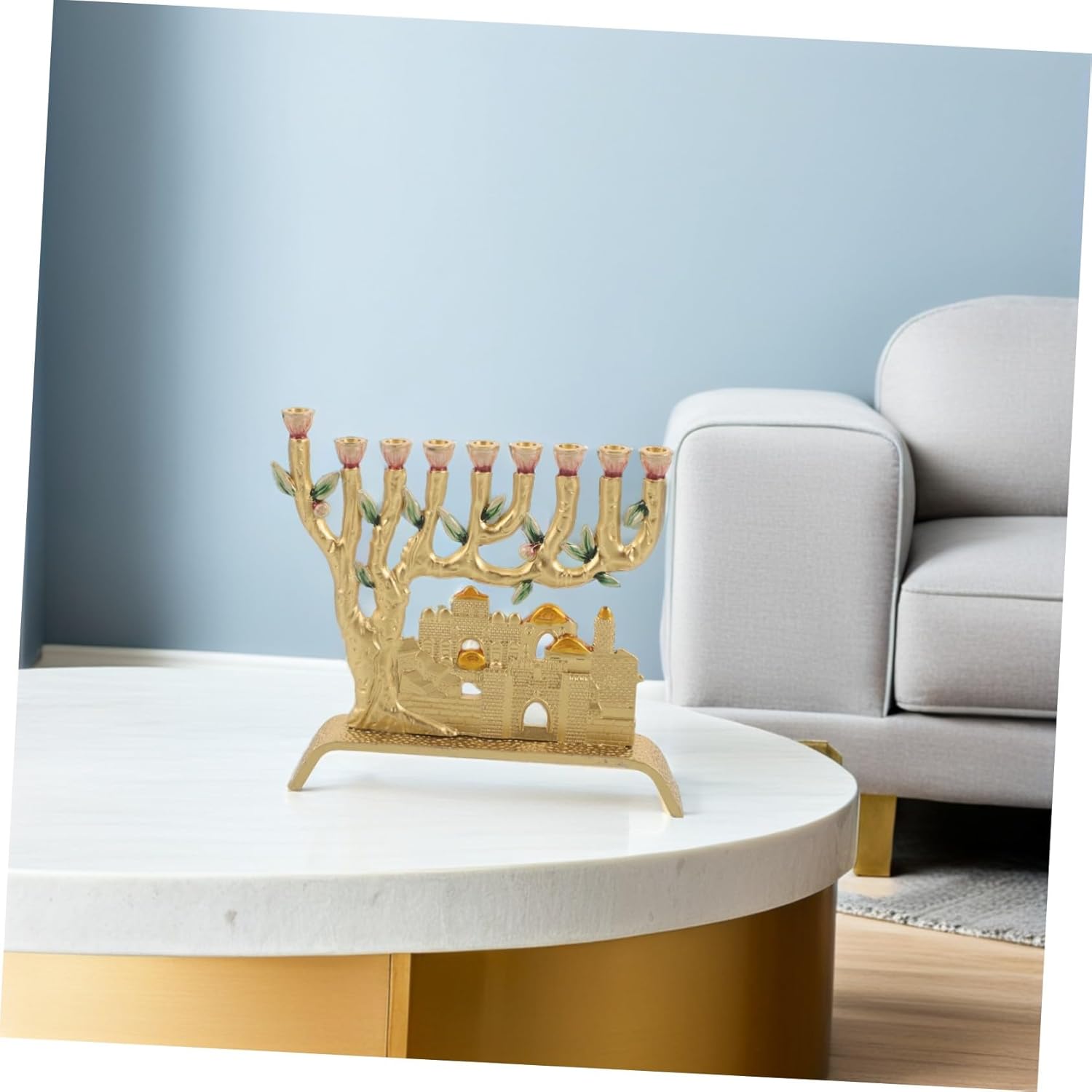 ノーブランド品 ハヌカ 装飾 9 枝 キャンドル ホルダー ユダヤ教 祭り お祝い 装飾 ユダヤ教 キャンドル ホルダー イスラエル