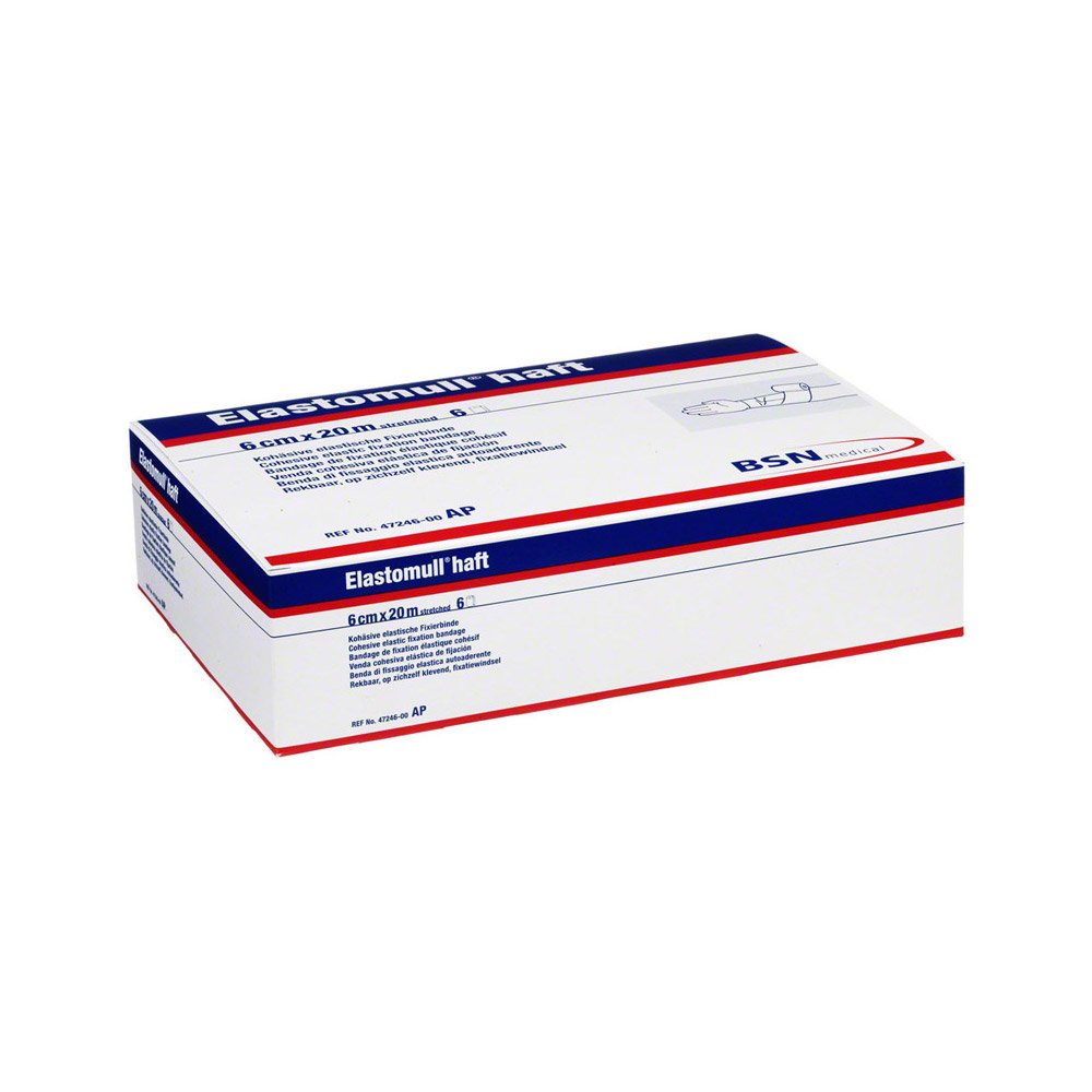 BSN Medical - Benda di fissaggio elastica Elastomull Haft, 20 m x 6 cm, colore: Bianco