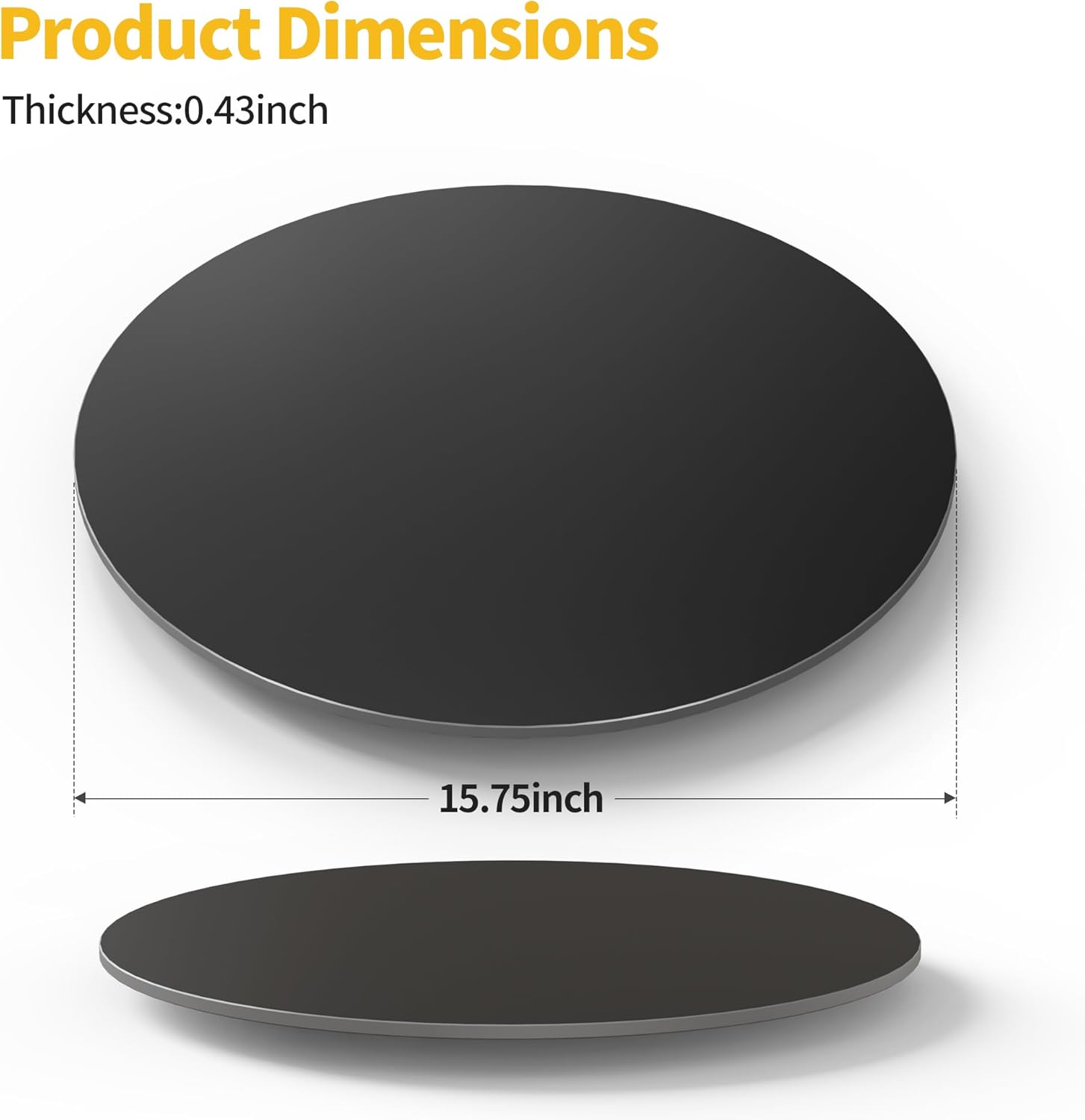 15.7" Black Round Sintered Stone Table Top - DIY Table Replacement Cover, Marble Texture, Heat & Scratch Resistant for Indoor/Outdoor Restaurant Tables, Desks