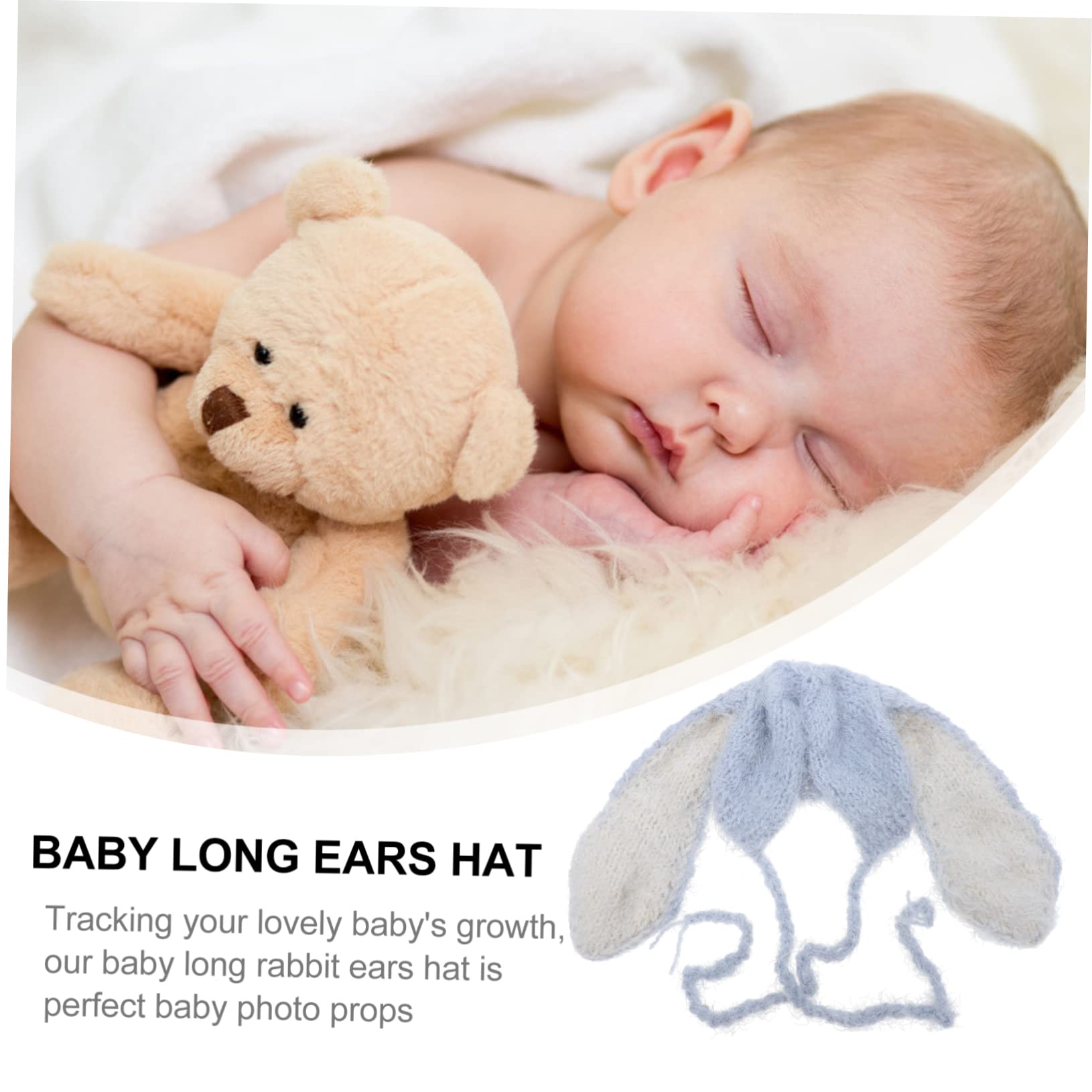 COLLBATH 3 Stück Hasenmütze wintermütze kindergeschenke gadgets babykostwärmer babytragen Babymütze mit langen Ohren Beanie-Mütze mit Hasenohren Elasthan Grey