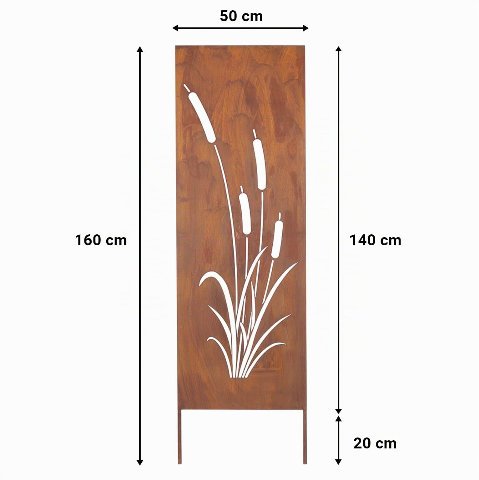 Kapaga - Lot de 4 Brise-vues en Métal Corten 160 x 50 cm - Effet Rouillé - Paravent Rustique pour Jardin - Panneaux de Protection Extérieurs - Élément Décoratif de Jardin - Clôture Déco (Calamus)
