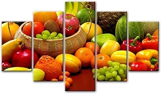 Ywsen Stampe Decorative su Tela a Tema con 5 Pannelli da Cucina Una varietà di Quadri realistici di Frutta Quadri murali per Cucina in Camera (Senza Cornice) 40x60 40x80 40x100cm