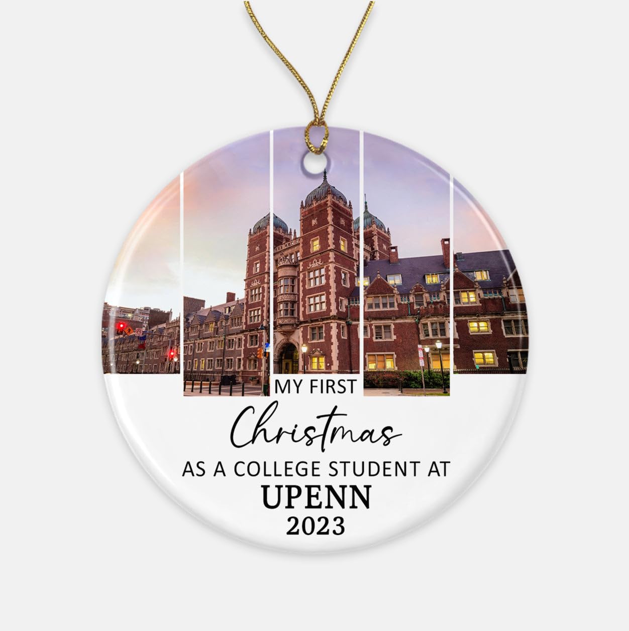 My First Christmas As A College Student Ornament, Pennsylvania, 1St Xmas As A College Student Ornament Gift Freshman, University in Pennsylvania State USA, American University Printed on Both Sides