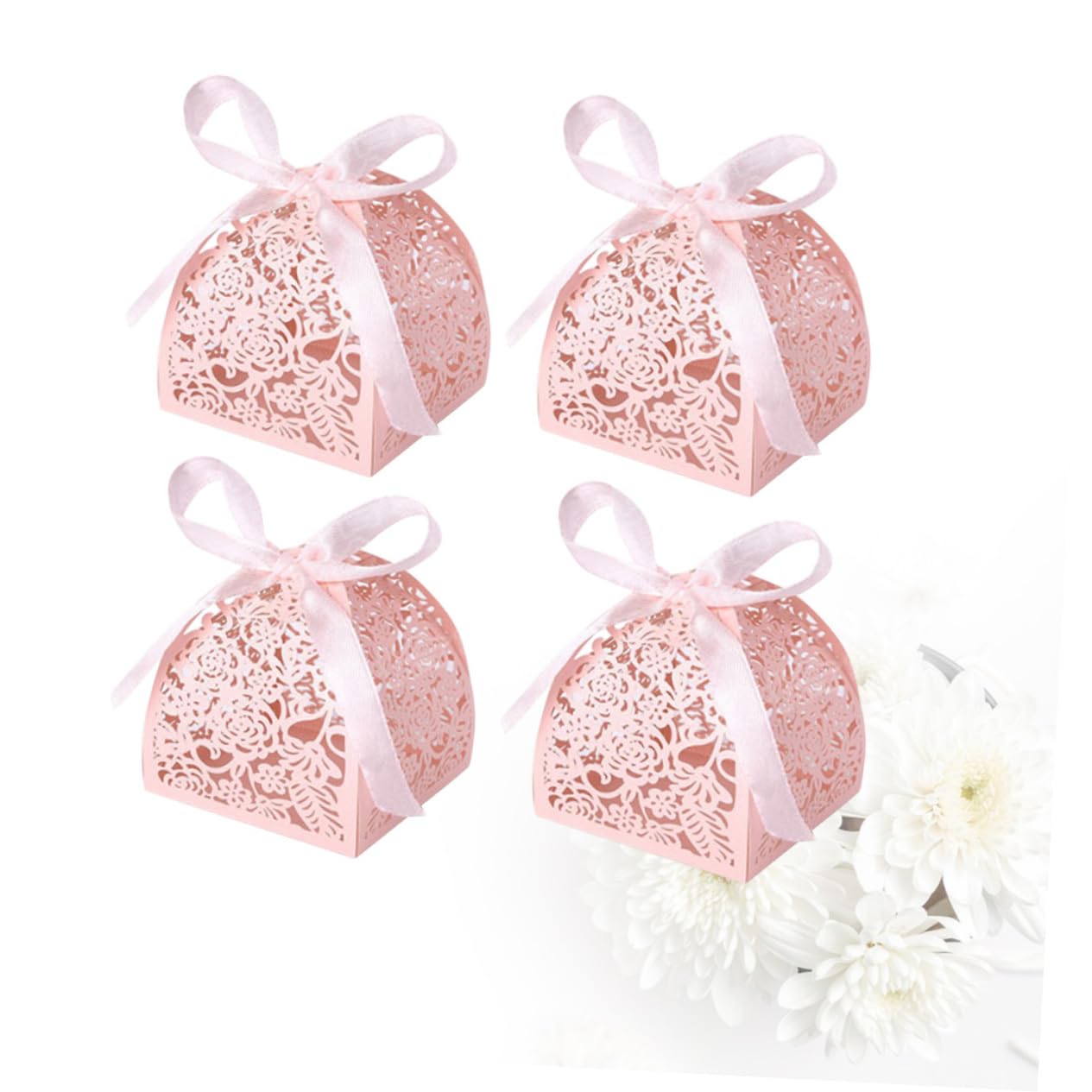 Abaodam 100pezzi Scatole Di Carta Forma Di Rosa Con Design Laserato Confezione Per Matrimonio Compleanno e Anniversari Per Portaconfetti e Regali Di Festa