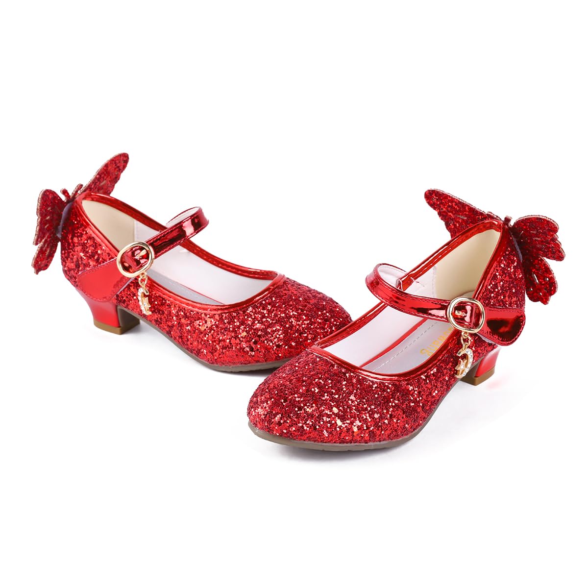 Girls Princess Shoes Sequins Sweet Bows High Heels Wedding Party Dress Shoes Dance Bright Diamond Cosplay Christmas Festival Shoes Pink Blue Purple Gold Silver — view 6