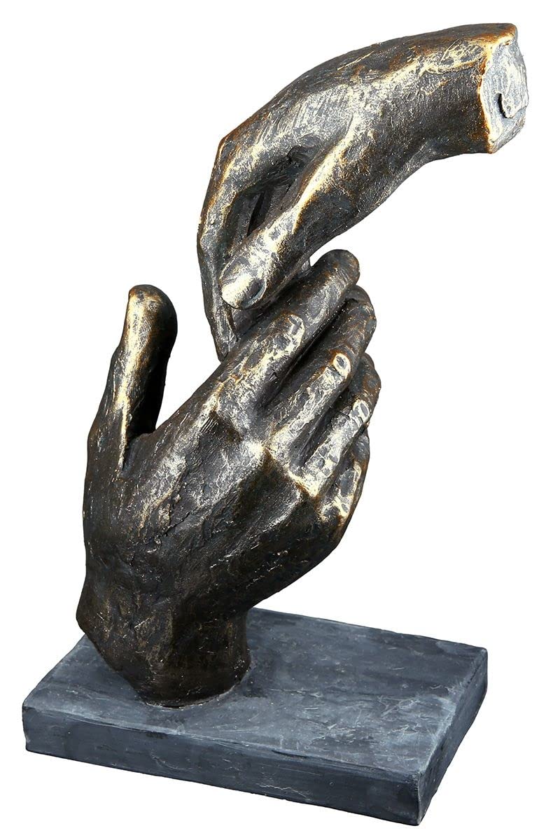 Generisch Skulptur Reich Mir Deine Hand | Figur, Statue, Deko-Figur, Deko-Artikel, Herzfigur, Hochzeitsgeschenk, Liebesgeschenk, H 21 cm