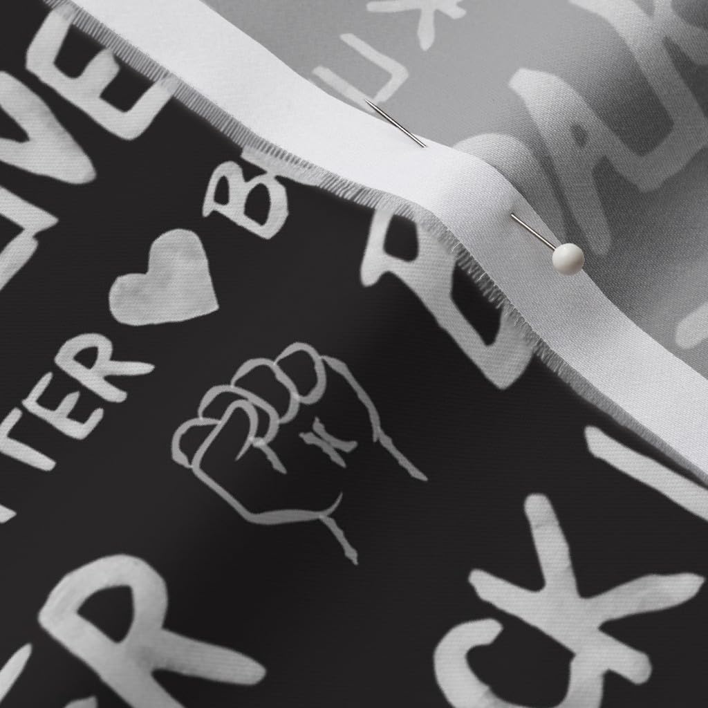 Spoonflower Fabric - Black Lives Matter Watercolor Monochrome Printed on Organic Cotton Sateen Fabric by The Yard - Sewing Quilting Apparel Home Decor