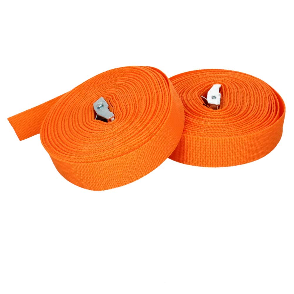 MroMax 29.53ft x 0.98" Lashing Strap Cargo Tie Down Straps with Cam Lock Buckle 150Kg Work Load, Orange, 2 Pcs