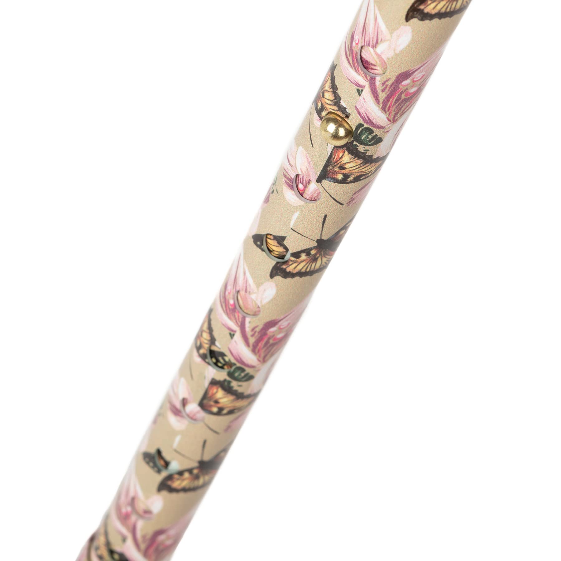 Bastone da Passeggio Telescopico per Anziani con Manico in Legno - con Puntale Antiscivolo e Laccetto in Nylon - Regolabile in Altezza da 76 a 99 cm - Motivo Fantasia Elegante e Floreale per Donna