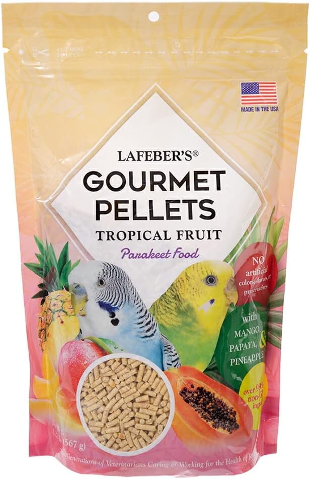 Lafeber Tropical Fruit Gourmet Pellets Pet Bird Food, No Added Sugar, Made with Non-GMO and Human-Grade Ingredients, for Parakeets (Budgies), 1.25 lb