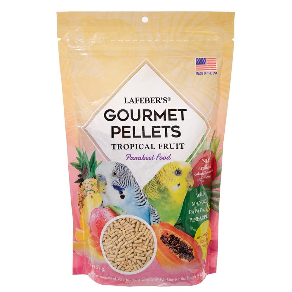 LAFEBER'STropical Fruit Gourmet Pellets Pet Bird Food, No Added Sugar, Made with Non-GMO and Human-Grade Ingredients, for Parakeets (Budgies), 1.25 lb