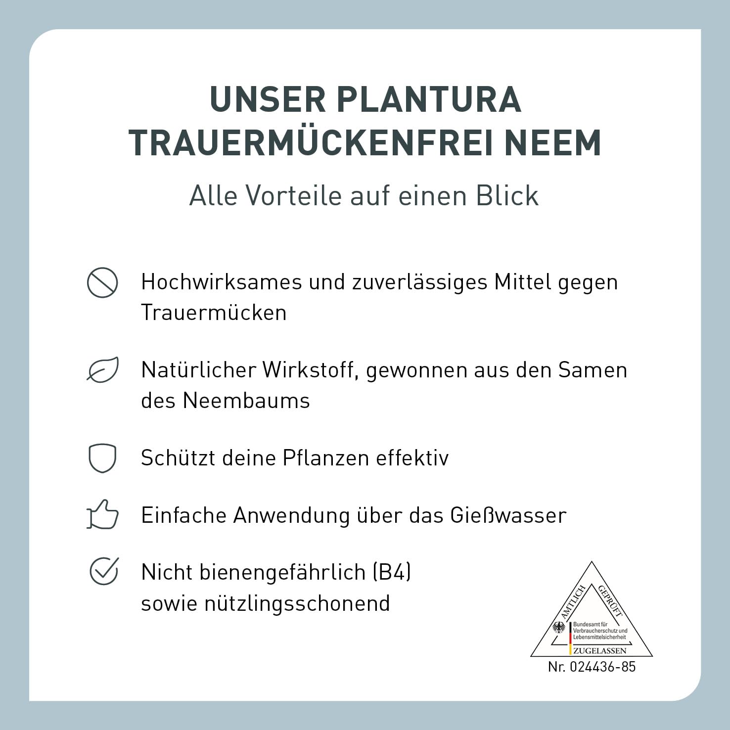 Plantura Bio-Trauermückenfrei Neem, hochwirksames Gießmittel gegen Trauermücken aus Neem, 75 ml für ca. 30 Pflanzen