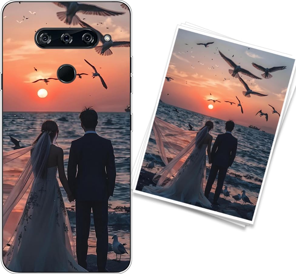WUACYEAMING Transparente Funda Personalizada para LG V40 ThinQ Fundas TPU de Silicona Suave | Personalizable con Texto, Fotos e Imágenes | Antigolpes Protector por Encargo Case Cover