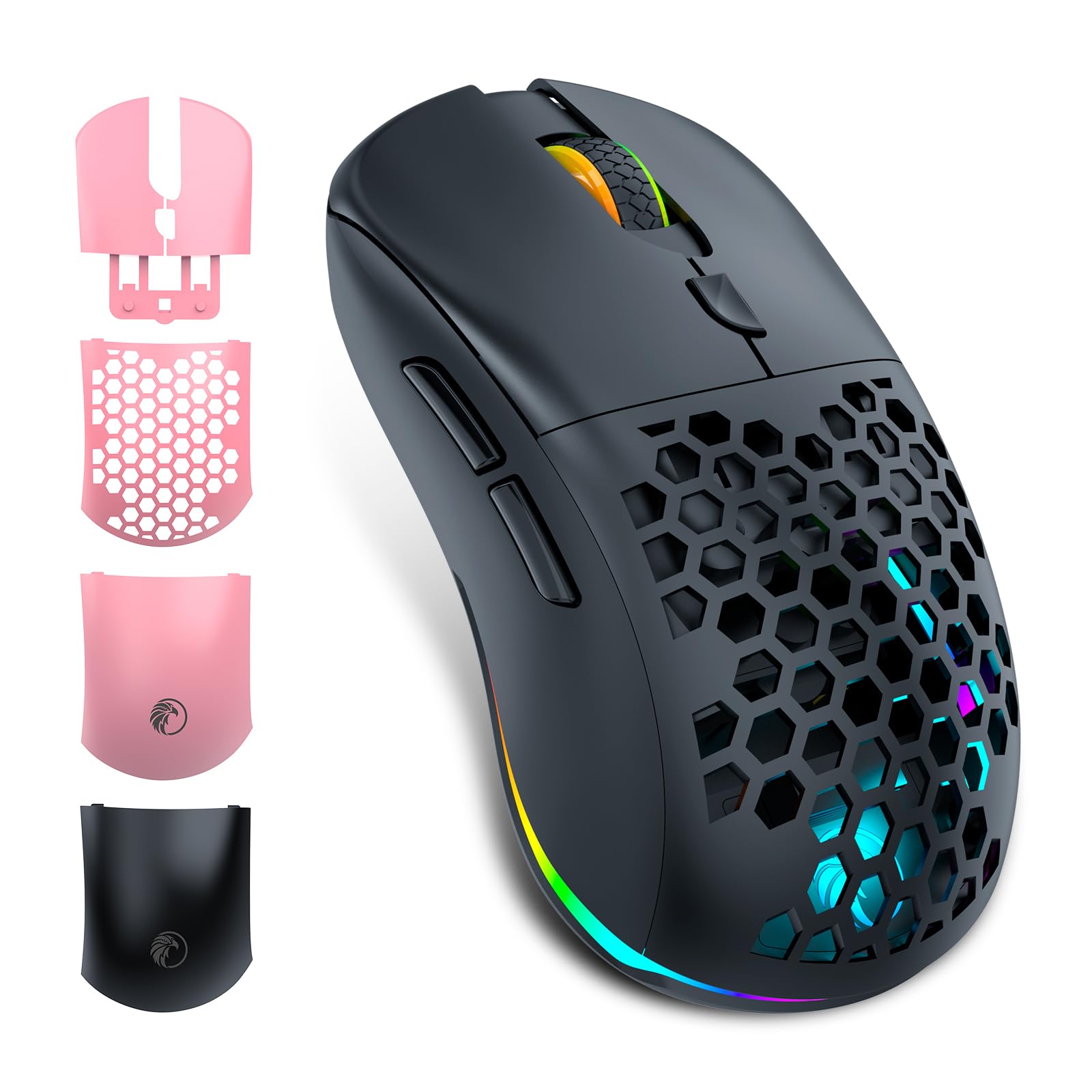 Ultra Custom Wireless Gaming Mouse Syww 8, Gaming Mouse 3395 Sensor 26000 DPI Triple-Mode (Wired+2.4 G+ BT5.0) Connection- with Software Programmable (Black)