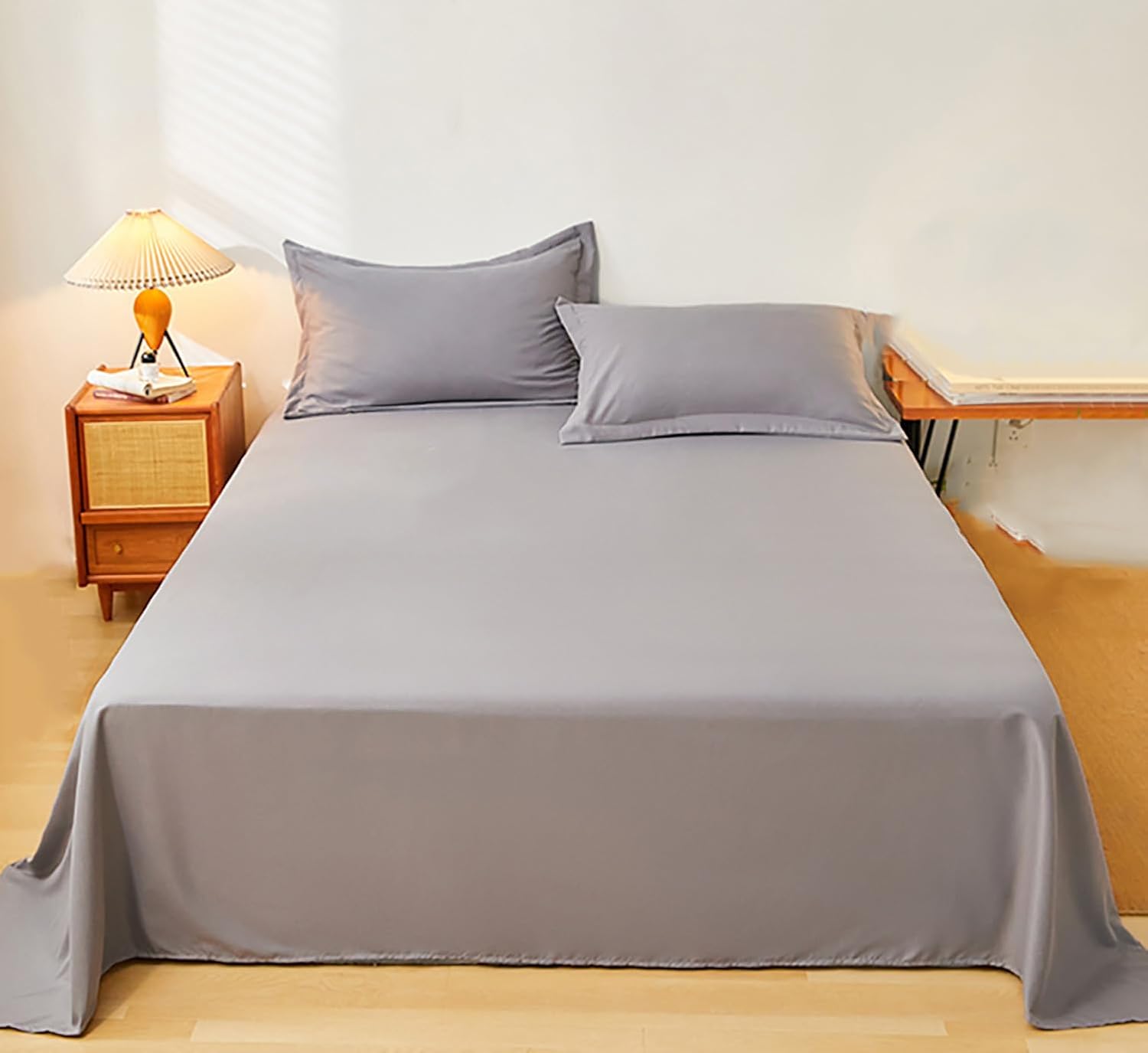 Waterproof Bed Flat Sheet Cotton Reusable Washable Mattress Protector Sheet Outdoor Furniture Cover for Bedding,Couch,Hotel, Nursing Homes Size 63" X 90". (Light Grey,Twin)
