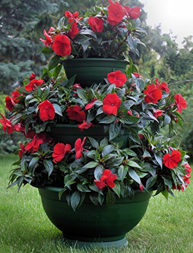 Sana Enterprises Three Tier Plant Stand, Progressively Sized Planters or Flower Pots, Green