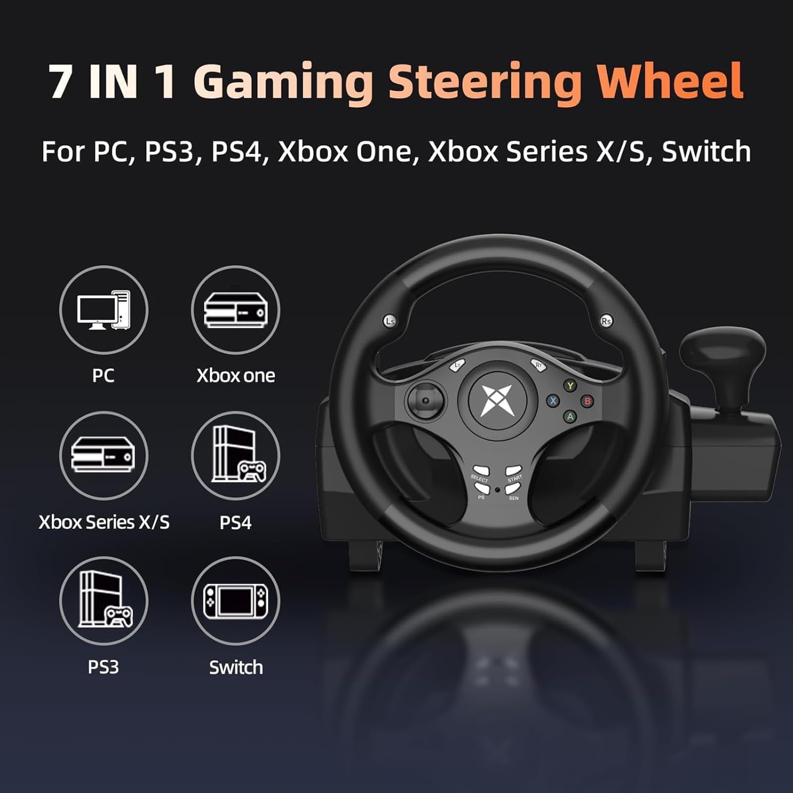 DOYO PS4 con volante da gioco, Volante per PC con vibrazione e ritorno di forza, volante PS4 a 270° con pedali, volante da gioco per PC, PS4, Xbox ONE, Xbox 360, Xbox Series X/S, PS3, Switch, Android