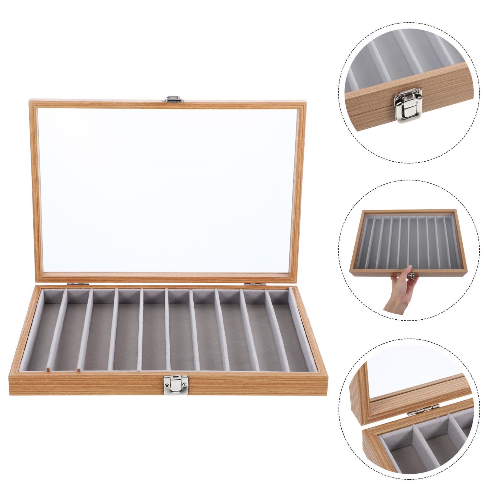 Alipis Scatola Porta Gioielli Protezione Polvere con Coperchio in Legno Organizer per Collane e Braccialetti con 10 Scomparti per Tavoli Trucco e Armadi