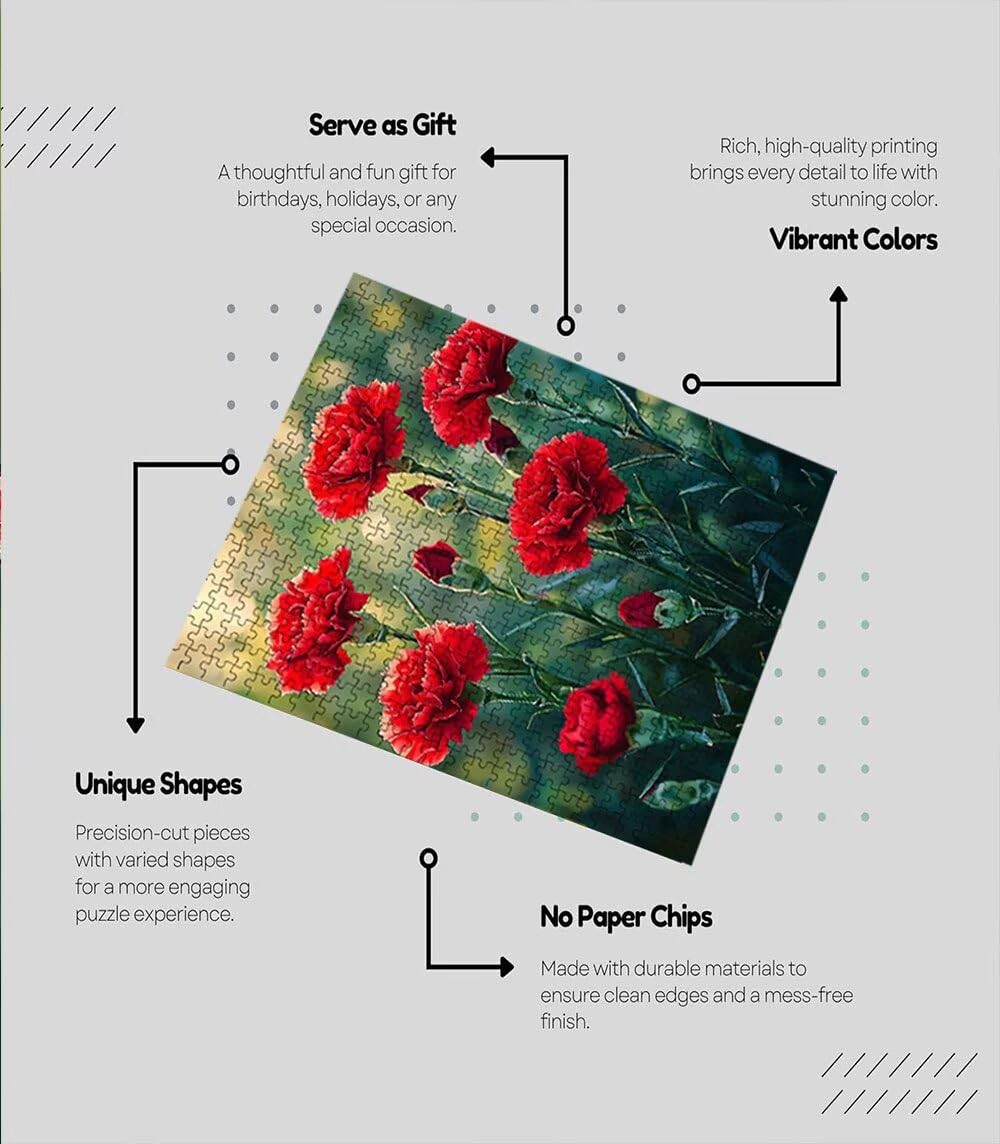 Puzzle 1000 elementów, czerwone kwiaty puzzle dla dorosłych 1000, klasyczne puzzle, gra zręcznościowa dla całej rodziny, z opakowaniem, dekoracja, puzzle, prezenty BXHZW3-359