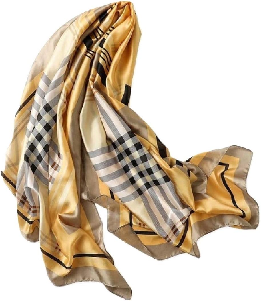 SHAYAN Women's Silk Scarf Fashion Shawls Wraps for Headscarf & Neck (GOLDEN)