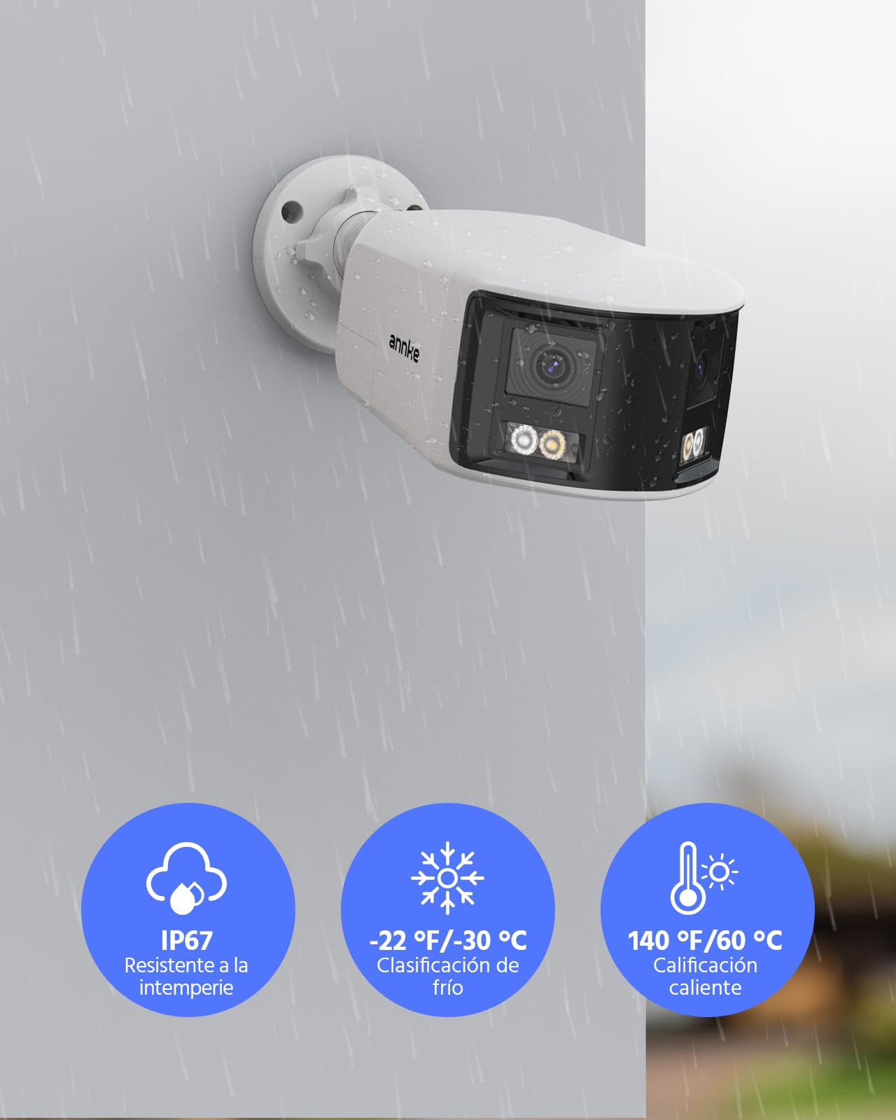 ANNKE 4K podwójny obiektyw PoE kamera do monitoringu na zewnątrz z widokiem panoramicznym 180°, dwukierunkowe audio, rozpoznawanie osób/pojazdu, nagrywanie 24/7, kolorowa widoczność w nocy, IP67