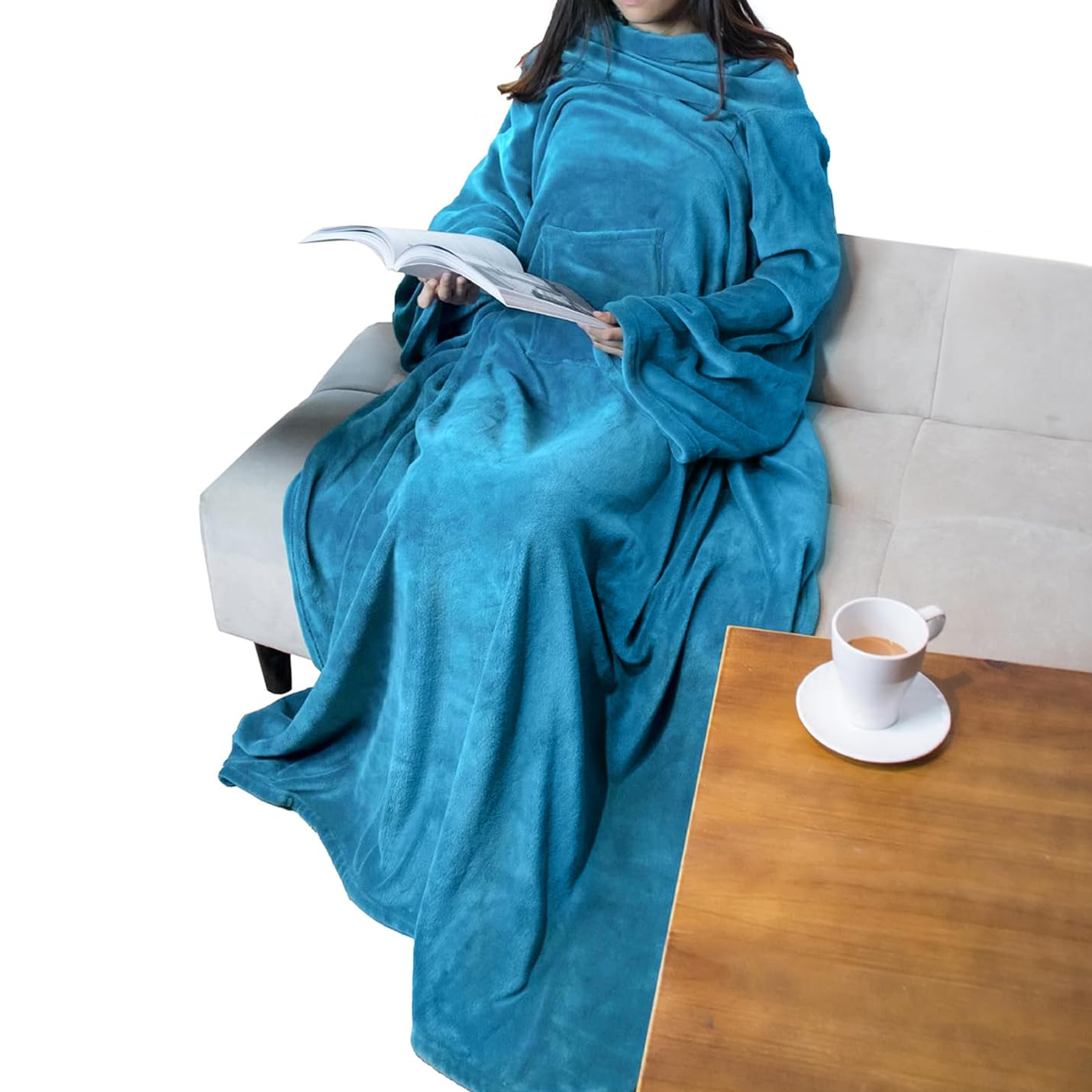 PAVILIA Wearable Blanket with Sleeves for Adult Women Men, Cozy Fleece Warm Wrap Throw with Arms, Gifts for Christmas, Wife