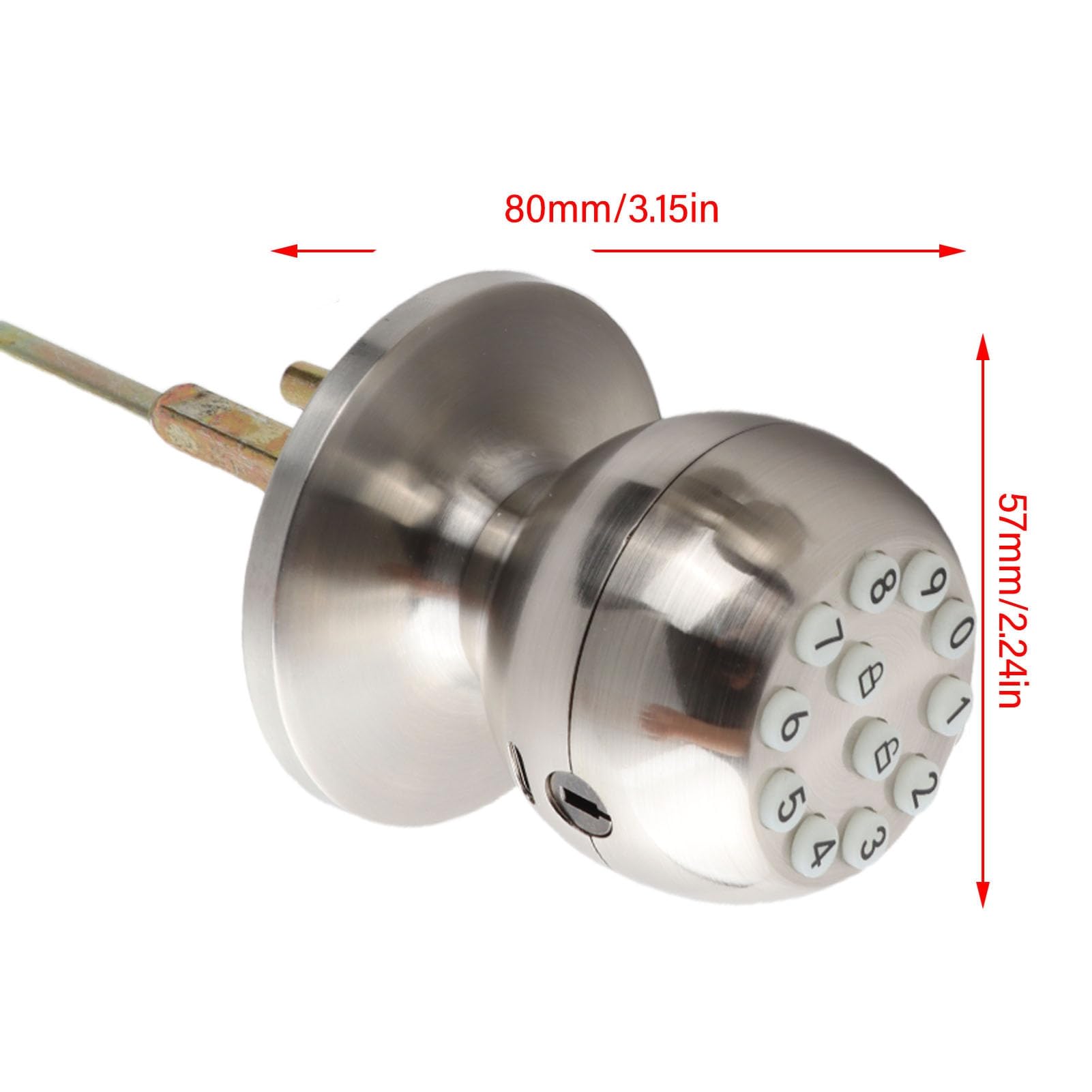 Maniglia Elettronica con Tastierino E Chiave per Porte Da 35-55Mm argento | Design Sferico in Metallo, Ideale appartamenti Uffici, Meccanismo di Blocco Sicuro, Finitura argento Elegante