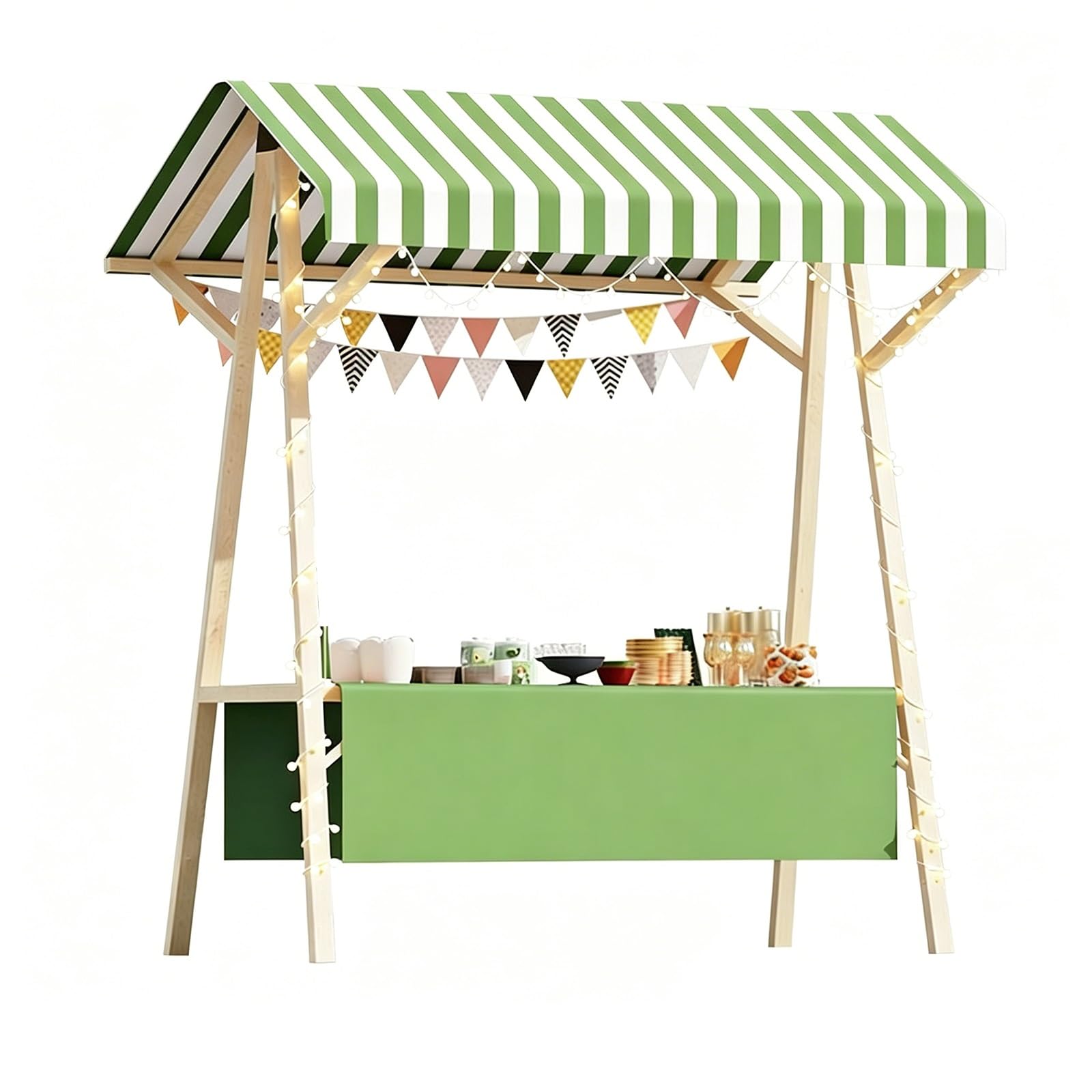 SBCWH Foldable Market Stall Stand, Street Food Cart, Portable Popup Vendor Booth for Farmers Market, Lemonade Stand, Party Dessert Bar, Craft Fair Display(Green,150x60x200cm)