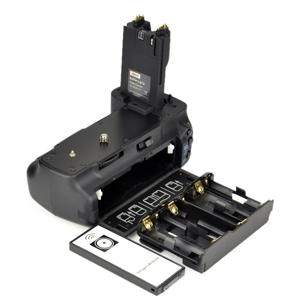 DSTE Telecomando Verticale Batteria Presa per Canon EOS 5D Mark II 5D2 DSLR Fotocamera come BG-E6